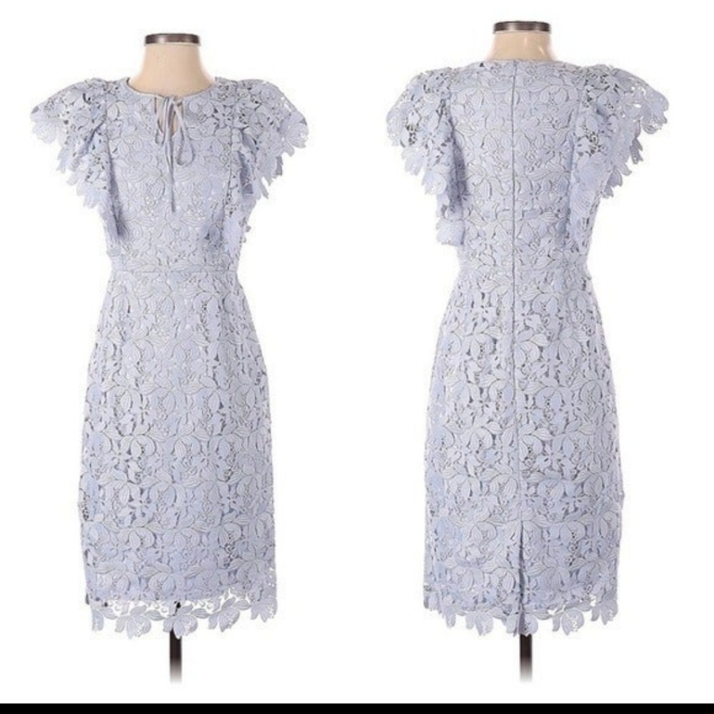 NWT Rachel Parcell Lace Sheath Dress Blue Ice Knee Length XS